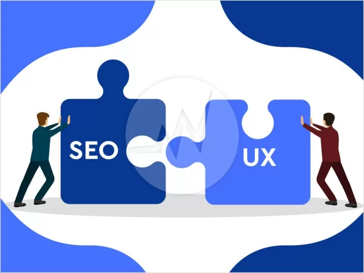 Illustration of a user enjoying a seamless website experience, symbolising the connection between UX and SEO.