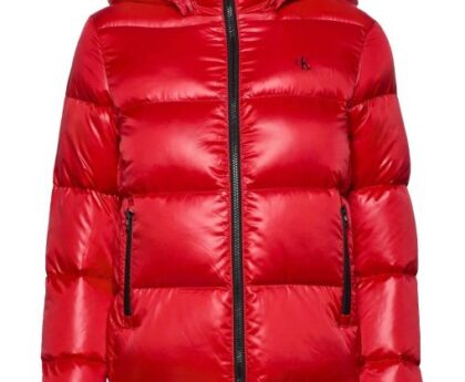 red puffer jacket